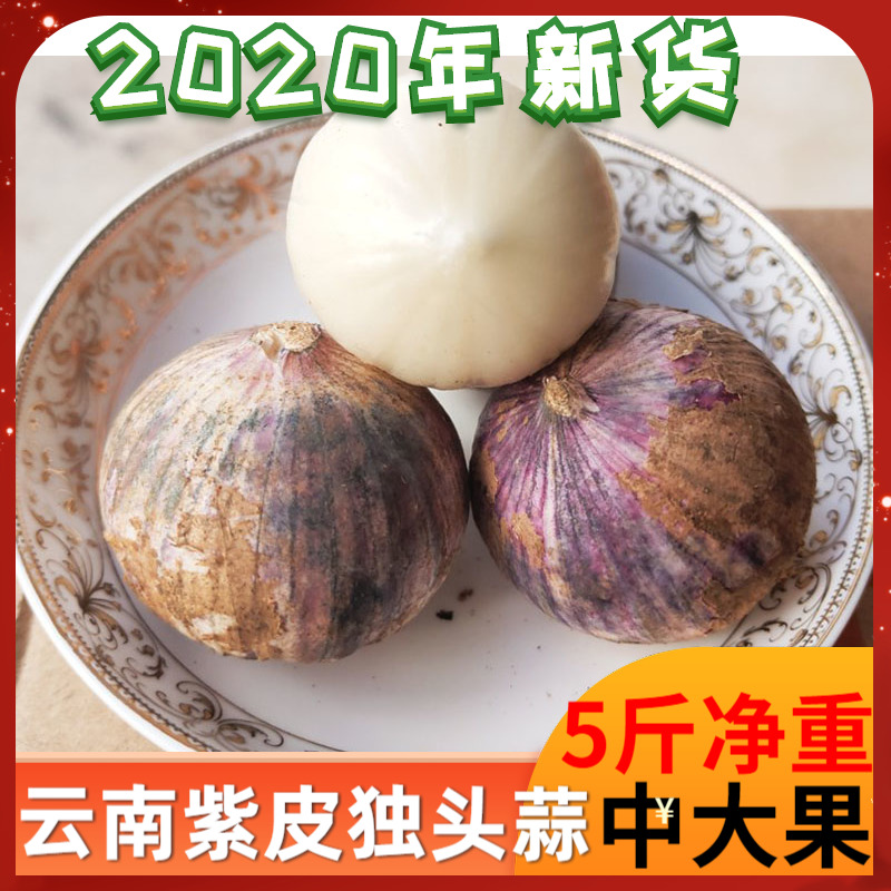 大理紫皮大蒜新鲜2022年新蒜现挖干蒜5斤包邮云南紫皮独头蒜新鲜