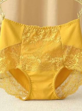 女士黄色内裤本命年纯棉收腹提臀无痕高档舒适妈妈中老年黄色内裤