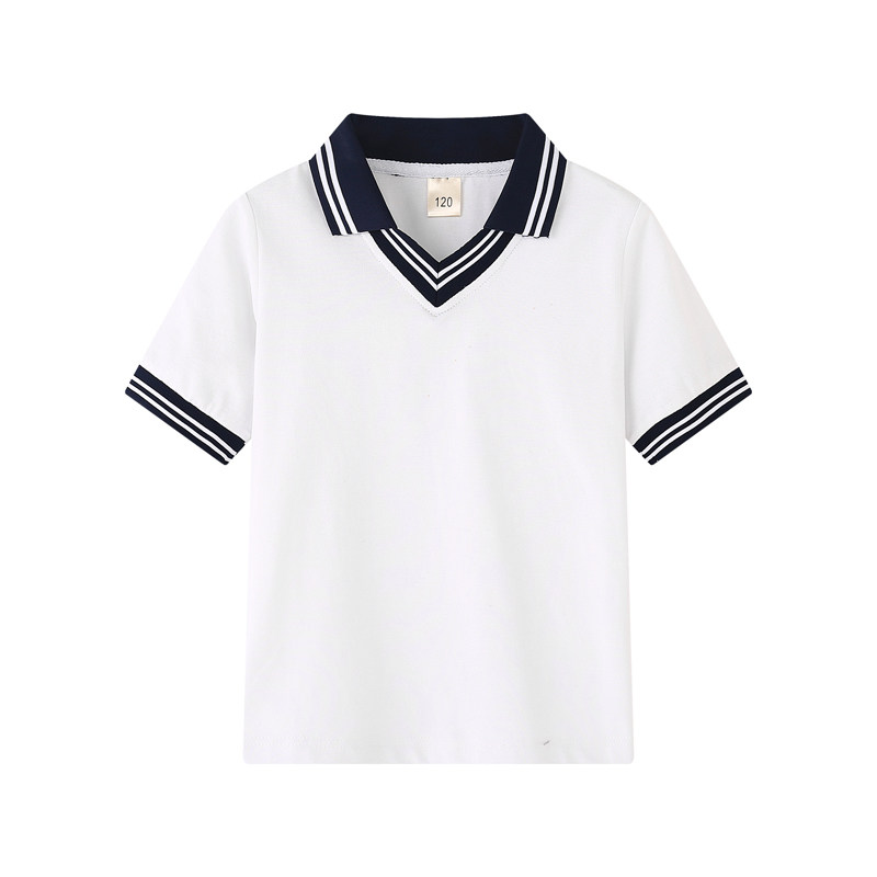 소년과 소녀를위한 어린이 여름 흰색 빨간색 초등 및 중등 교복 정장 노란색 녹색 반팔 티셔츠 폴로 셔츠