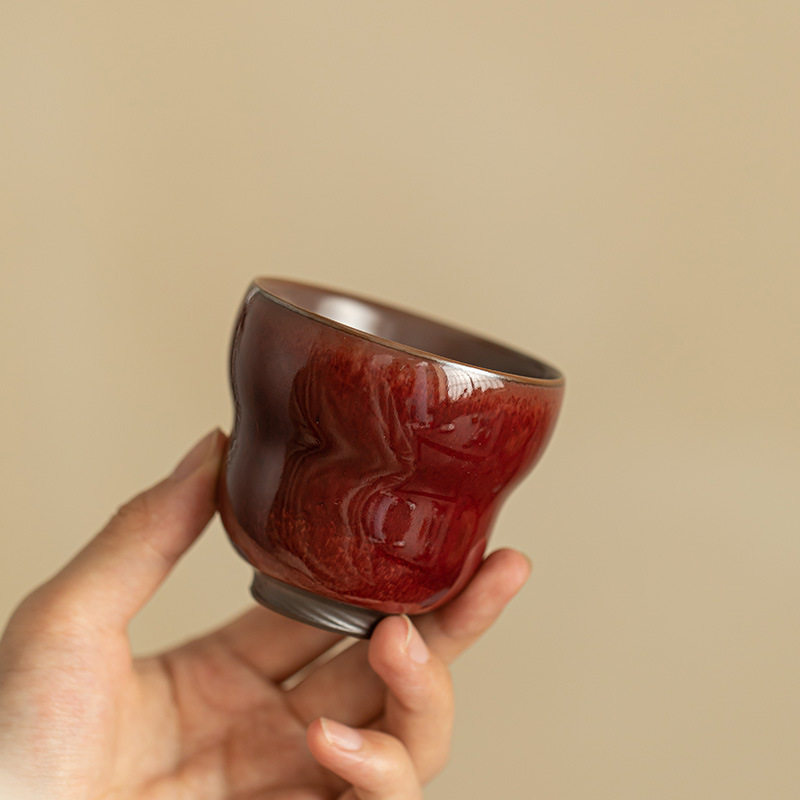 德化茶具郎红窑变茶杯陶瓷茶具
