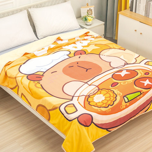 卡通水豚卡皮巴拉空调被儿童学生春秋款可机洗小被子单人夏凉被