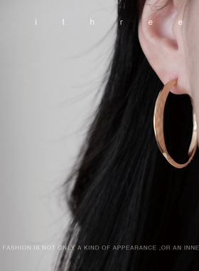 ithree《涟漪滢滢》金水纹素耳圈女自制简约设计感ins风甜酷耳饰
