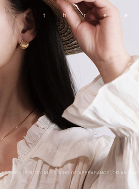 ithree 通体纯银镀金项链博主同款贝壳ins小众设计感时尚锁骨链女