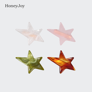 侧边夹刘海碎花夹 甜美醋酸不规则星星边夹 鸭嘴夹 清仓