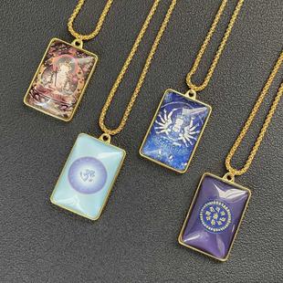 地藏王孔雀明王项链吊坠唐卡佛像大随求绿度母文殊六字真言虚项链