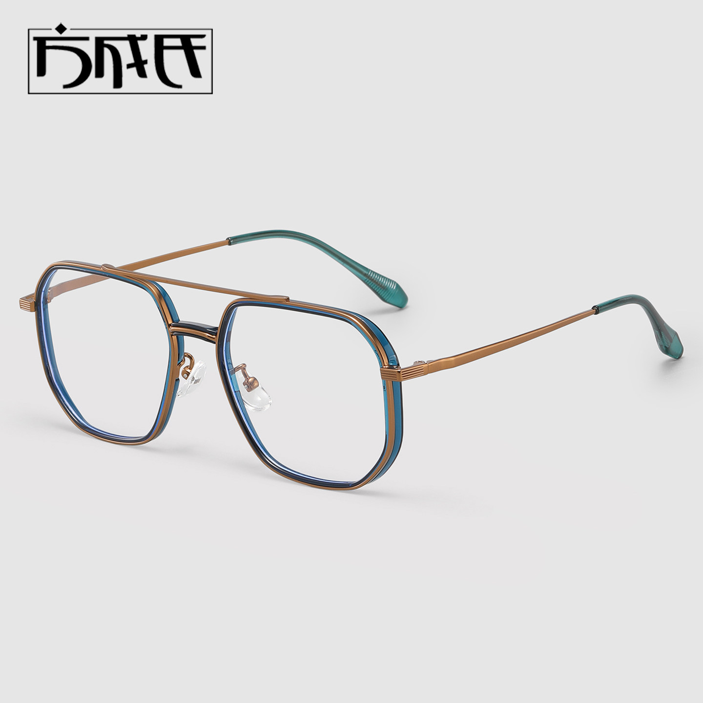 双梁近视眼镜框男痞帅飞行员大脸可配散光度数变色防蓝光眼睛架女