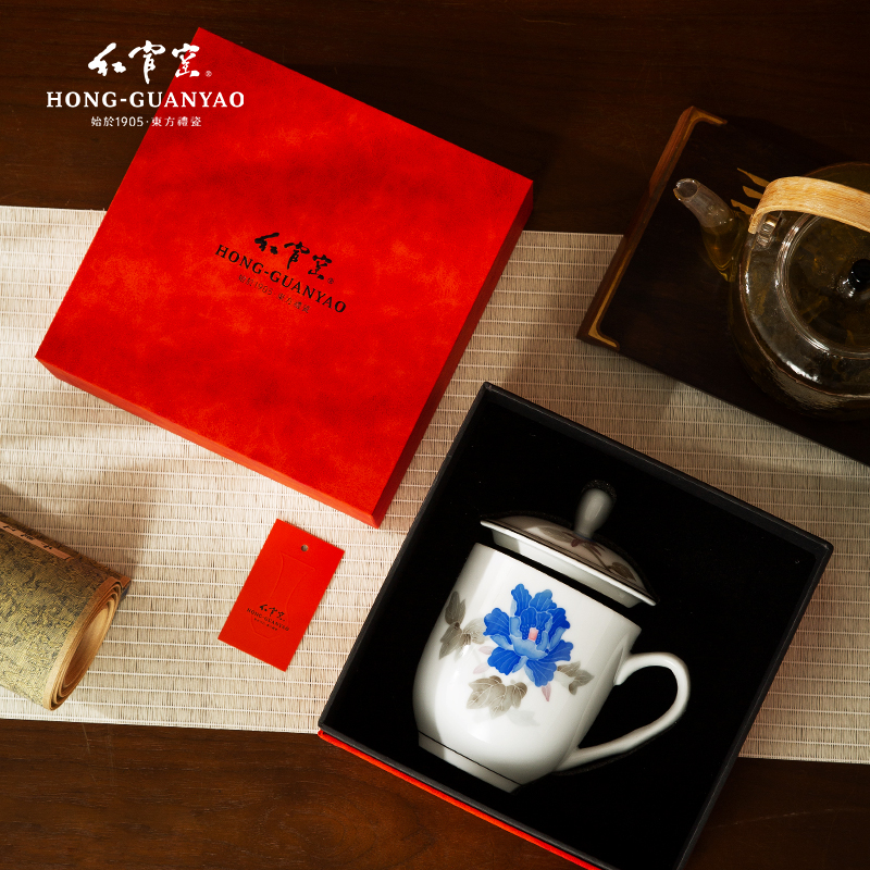 官窑陶瓷茶杯办公司专用定制