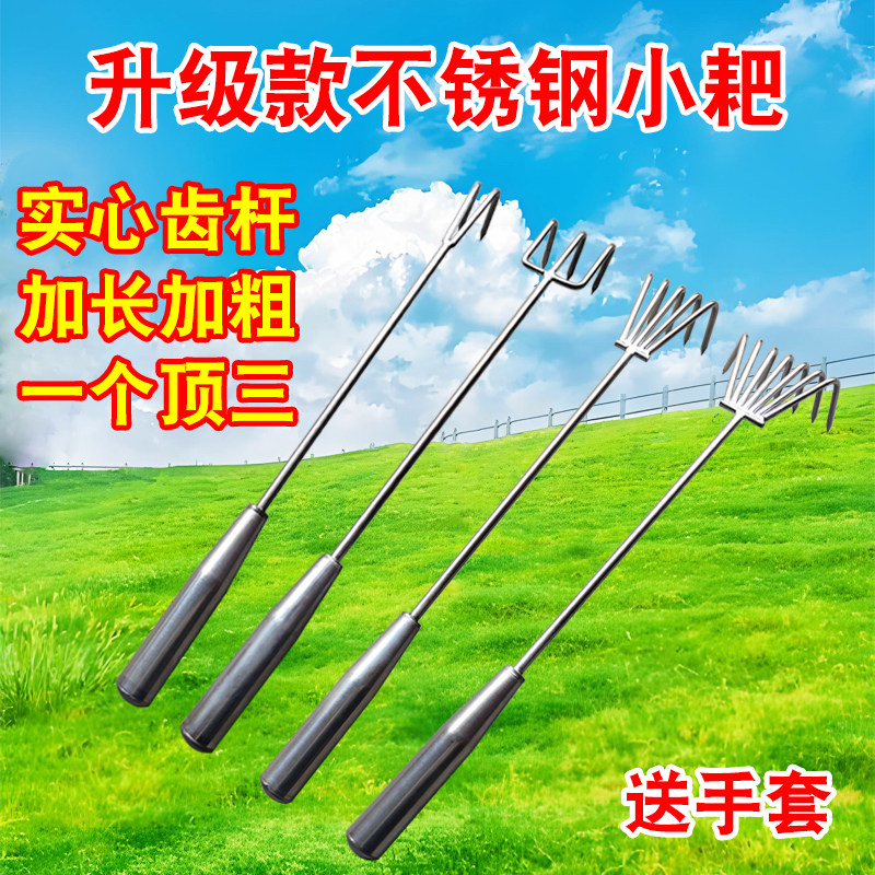一体焊接加粗不锈钢小耙