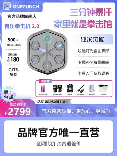 ONEPUNCH(二代）智能音乐拳击机一拳者也健身解压新款蓝牙链接