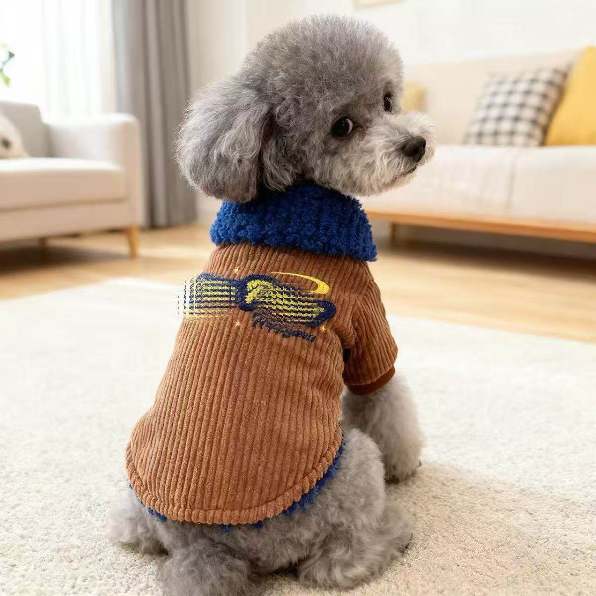 宠物衣服秋冬加绒狗狗马甲猫咪灯芯绒泰迪比熊新款