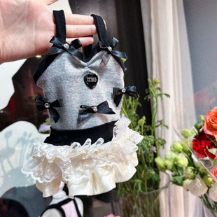 日韩春夏宠物狗狗猫咪马尔济斯小型犬可爱蝴蝶结高贵吊带连衣裙