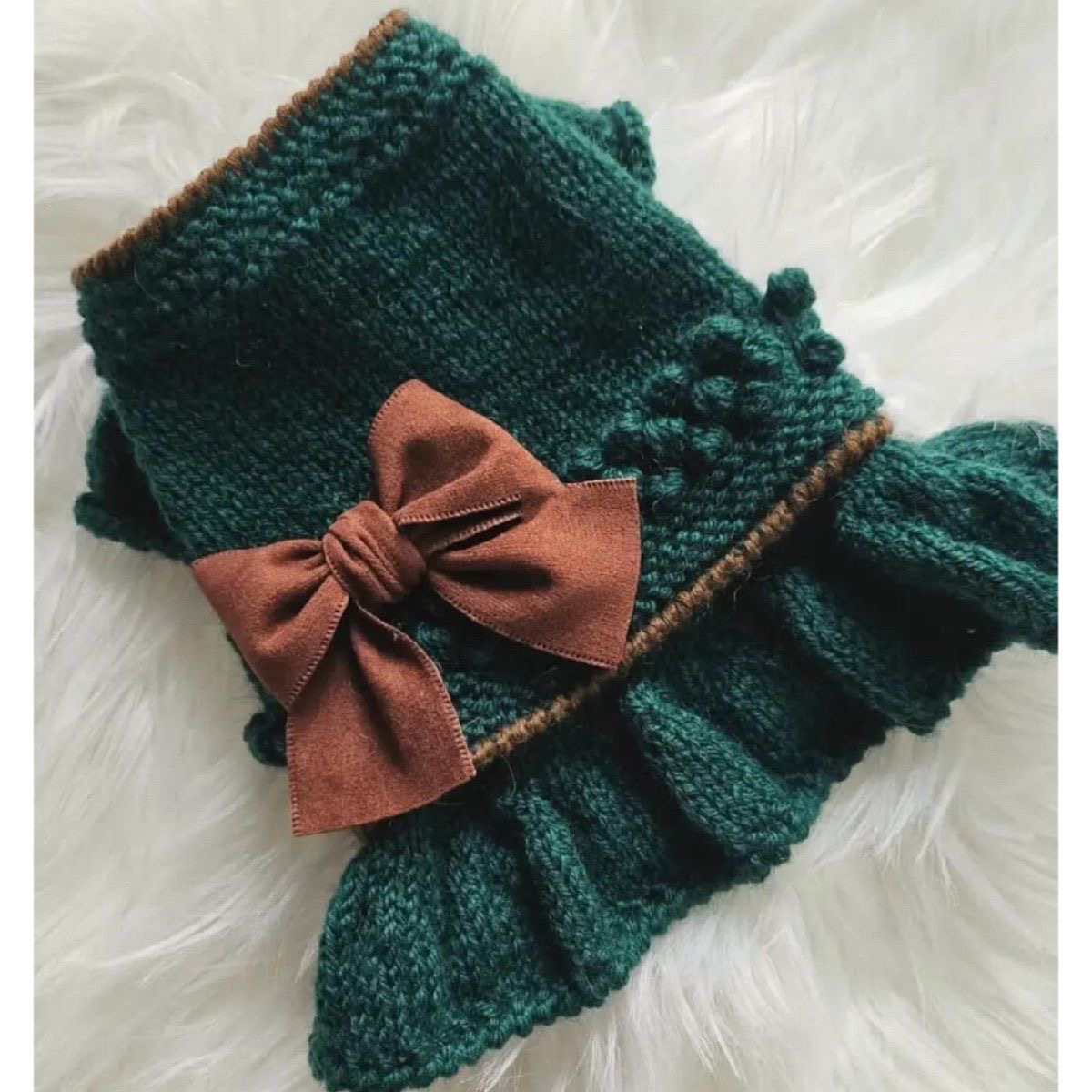 宠物猫狗衣服毛线大蝴蝶结可爱泡泡袖外套毛衣小型犬猫圣诞新年服