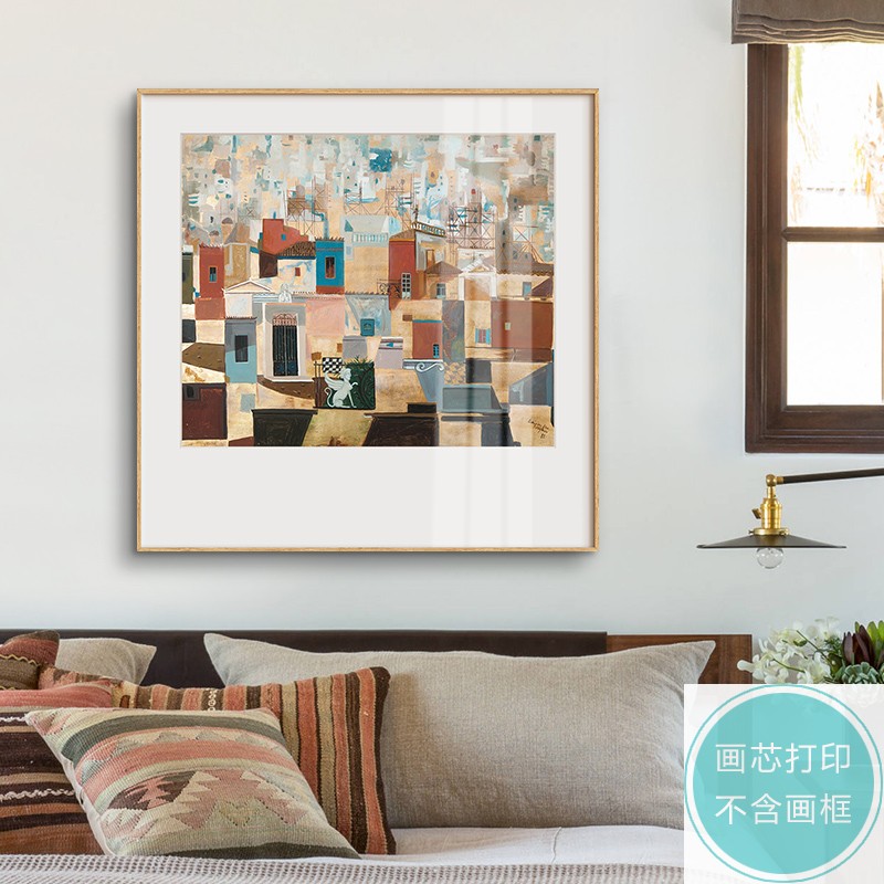 北欧现代风景建筑挂画芯欧式抽象油画芯帆船小众文艺客厅装饰画芯图片