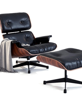 伊姆斯躺椅eames 北欧真皮单人沙发椅现代简约设计师比尔盖茨椅子