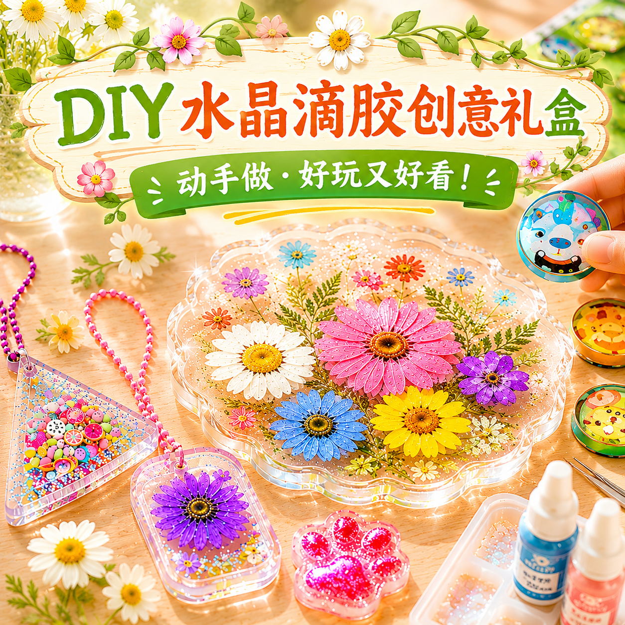 儿童DIY水晶滴胶材料礼物