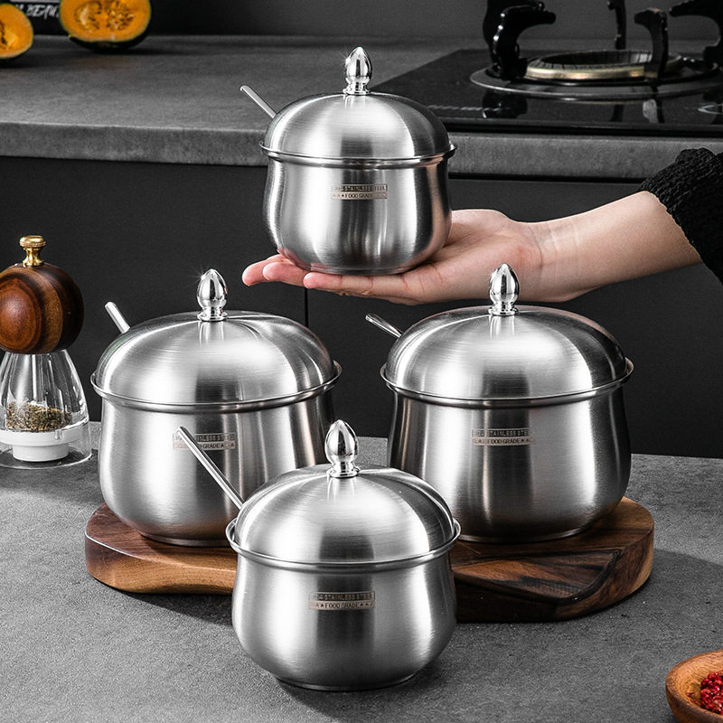 304调料罐不锈钢调味罐家用厨房装猪油罐辣辣子辣椒罐荤油调料瓶