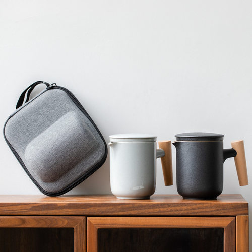 旅行茶具小套装陶瓷快客杯式黑陶泡茶具茶壶一壶二杯商务礼品