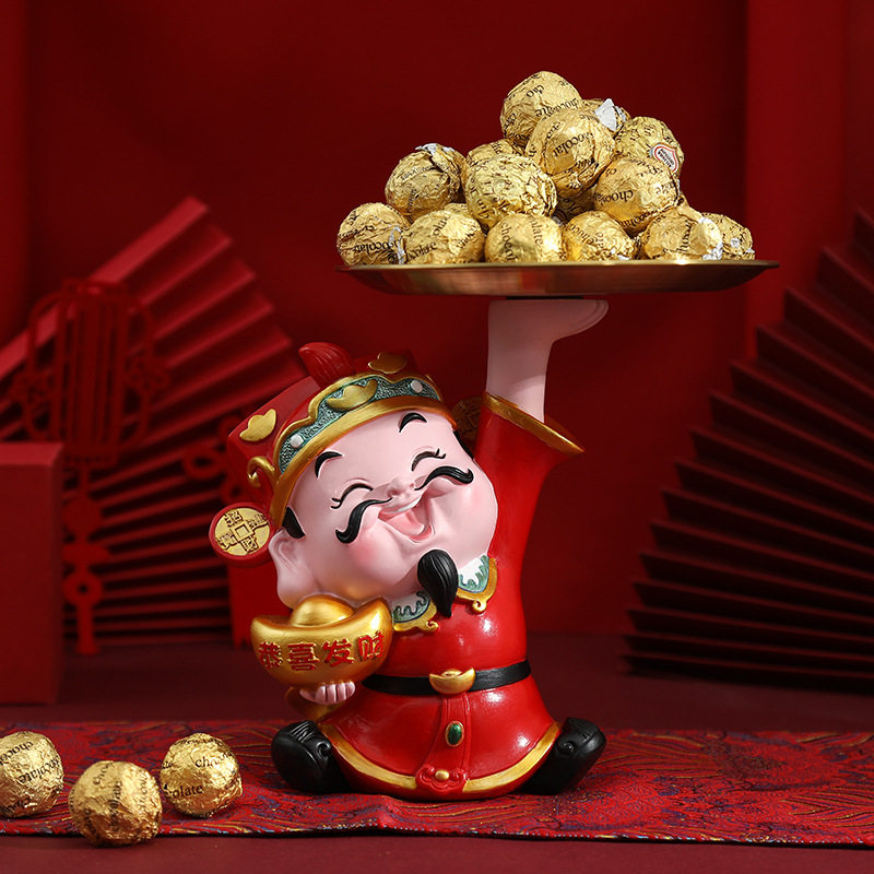 新款财神摇头款烟灰缸手机支架托盘摆件新年礼物开业乔迁玄关摆饰