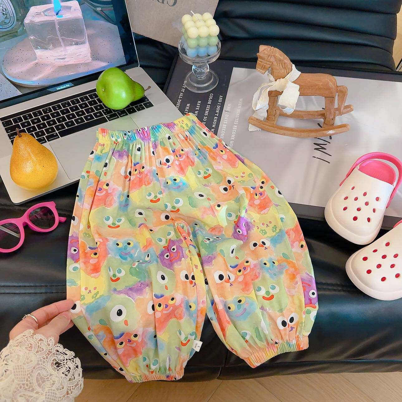 童裤夏季新款女童卡通防蚊裤儿童棉绸灯笼裤中小童女孩休闲裤