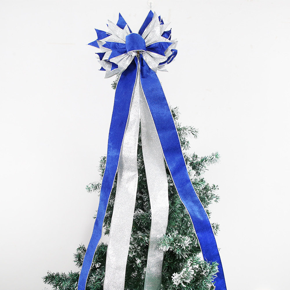 圣诞节装饰大号蝴蝶结挂件圣诞树DIY布置绒布拼接树顶蝴蝶结挂饰