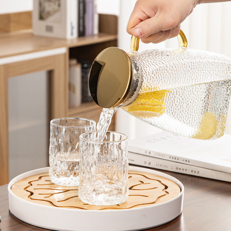 锤纹家用冰箱冷水壶高硼硅玻璃凉水壶大容量耐高温凉白开花茶水壶