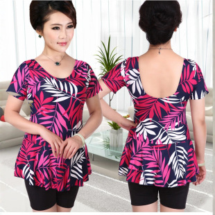 大码 泳装 游泳衣 连体泳衣胖mm加肥加大码 女中老年大码 妈妈款