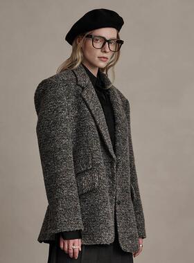 D-HARRY/迪哈利2024冬季新款保暖羊毛灰白色西装外套DH244A97907D