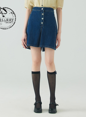 D-HARRY/迪哈利2023夏季新款复古简约A型牛仔半身裙DH232H96207D