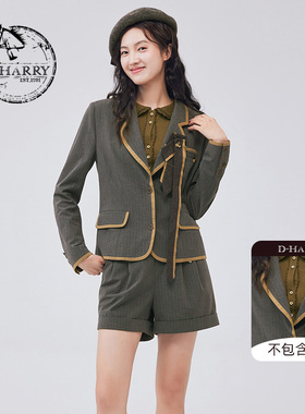 D-HARRY/迪哈利秋新款复古学院灰色条纹西装外套DH233A96509D