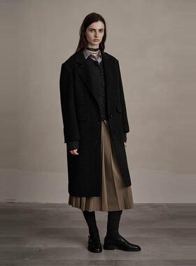 D-HARRY/迪哈利2024冬季新款复古保暖百搭黑灰色大衣DH244F97721D