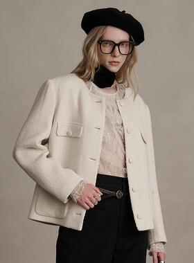 D-HARRY/迪哈利2024冬季新款百搭圆领米白色长袖外套DH244A97872G