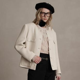 百搭圆领米白色长袖 新款 迪哈利2024冬季 外套DH244A97872G HARRY