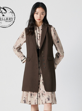 D-HARRY/迪哈利2024春气质复古简约中长款马甲DH241Q96908D