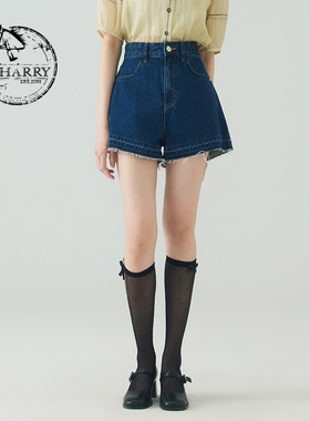 D-HARRY/迪哈利2023夏新款复古通勤A字水洗牛仔短裤DH232H96210D