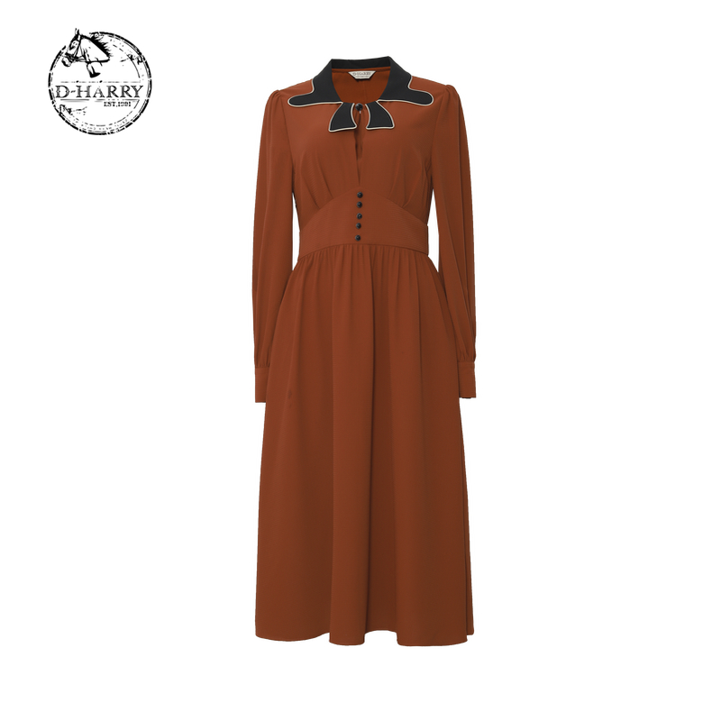 D-HARRY/迪哈利早秋新款撞色收腰连衣裙遮肉显瘦DH223J95332D