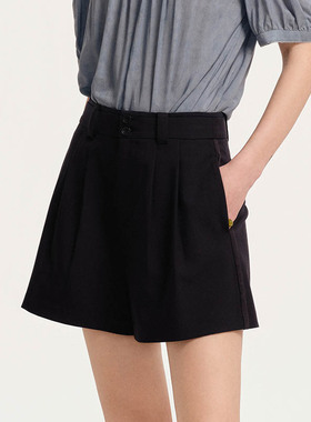 D-HARRY/迪哈利2024秋季新款复古帅气藏青色A字短裤DH243L97537D