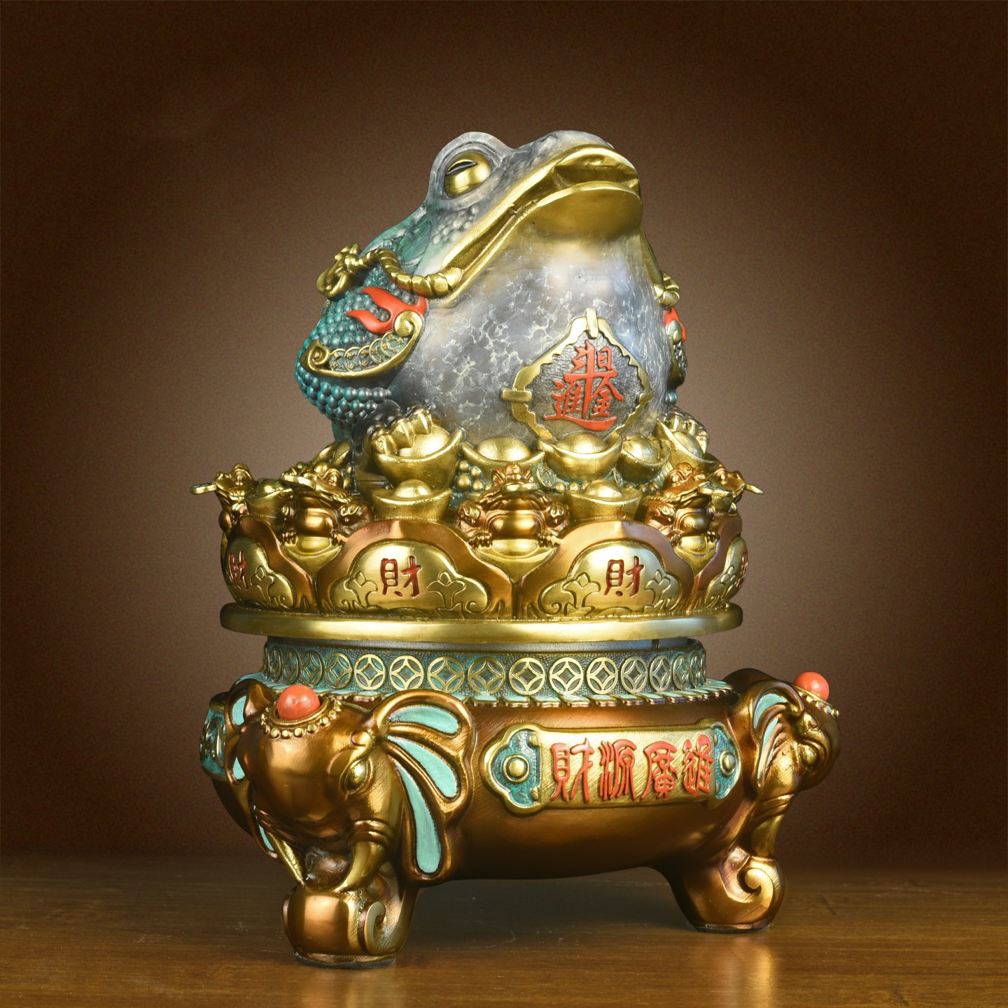 纯黄铜金蟾聚宝盆摆件玄关装饰办公酒柜店铺三足金蝉蟾蜍开业礼品