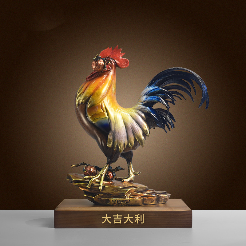 黄铜招财中式客厅公鸡摆件