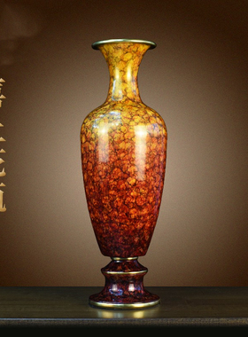 纯铜喜上花瓶家用室内插花摆件