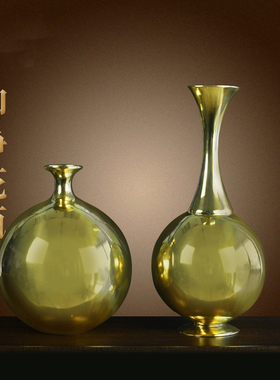 纯铜柳净花瓶插花摆件工艺品