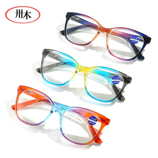 欧美跨境时尚防蓝光老花镜 老人PC弹簧老花眼镜 女大框平光镜