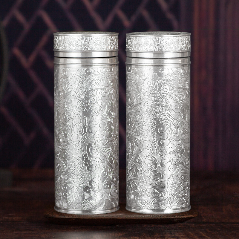 999雪花银九龙银杯内外纯银杯子