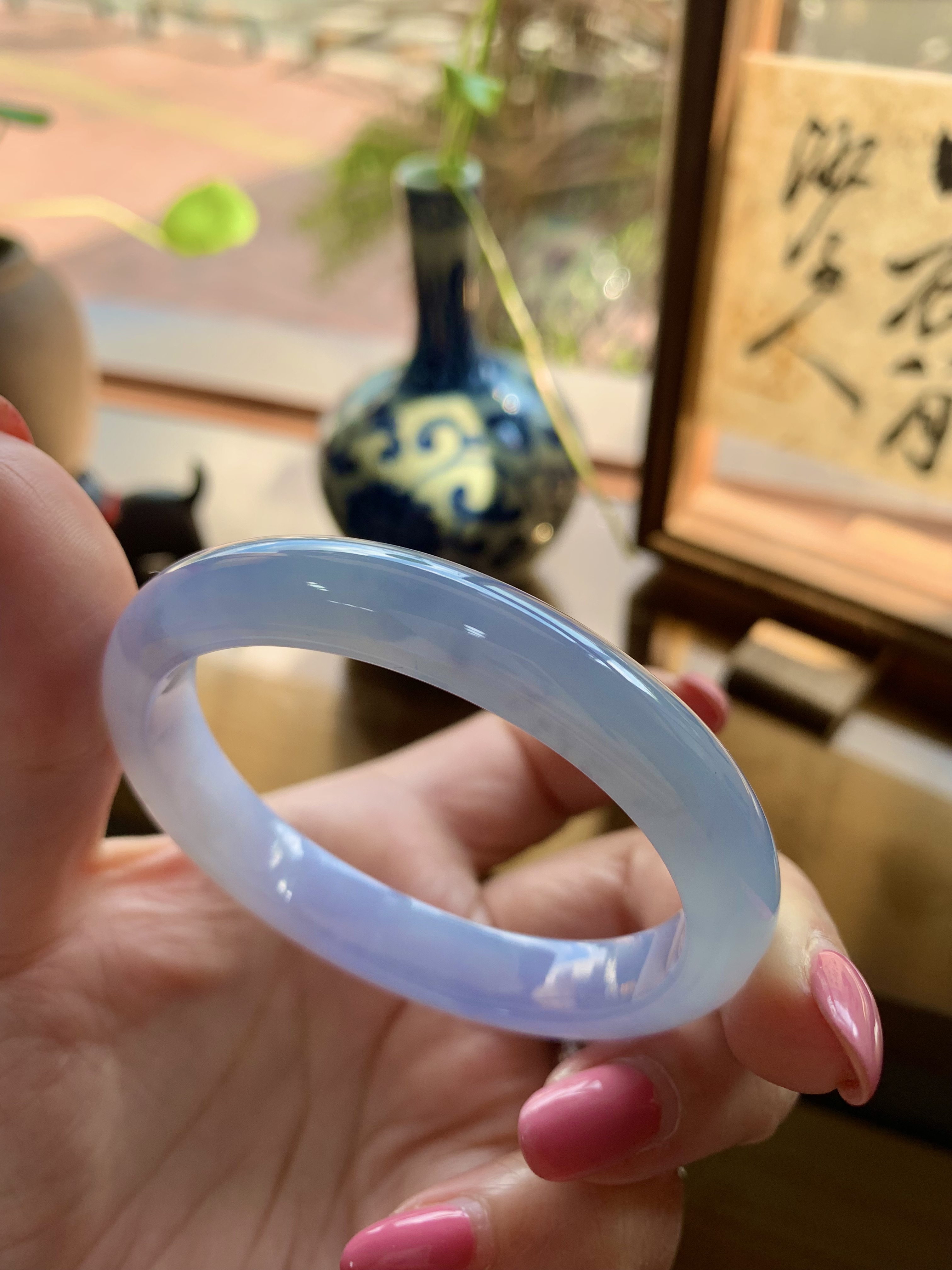 老坑冰种天然a货翡翠冰紫罗兰贵妃玉手镯52圈口50可戴有证书