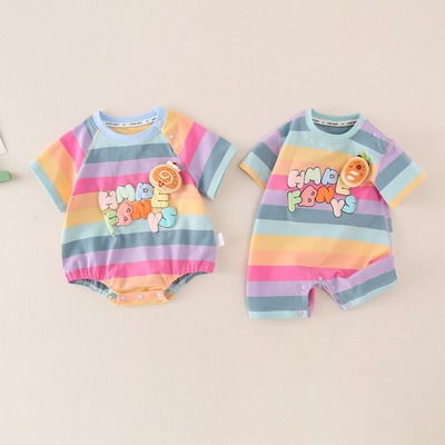 麦兜姐姐婴儿连体衣夏季短袖包屁衣女宝宝夏装新生儿衣服公主爬服