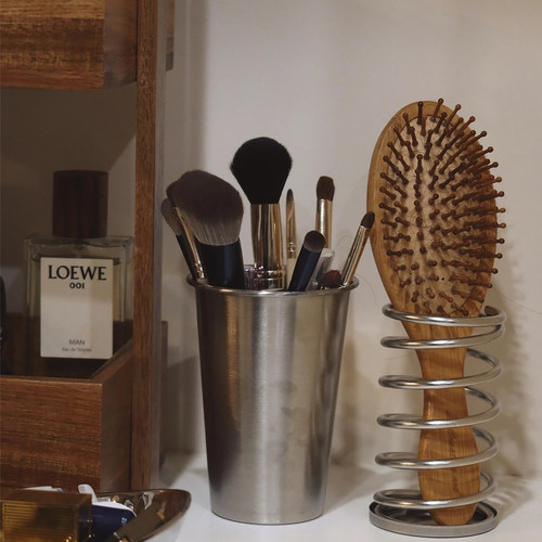 化妆刷收纳桶高颜值卧室桌面收纳盒大容量304不锈钢铁艺置物架