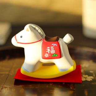 正品日本进口药师窑2026马年摇摆小马招福开运可爱摆件新年礼物