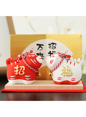 作舍窑陶土招福日式桌面可爱摆件