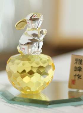 正品日本作舍窑硝子平安玉兔摆件