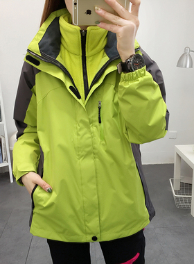 户外冲锋衣女三合一可拆卸加绒加厚两件套外套登山服装男定制工装
