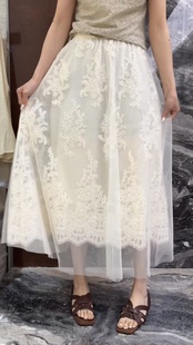 曼曼家2026春季 欧货双层网纱内蕾丝甜美百搭半身裙女潮 新款